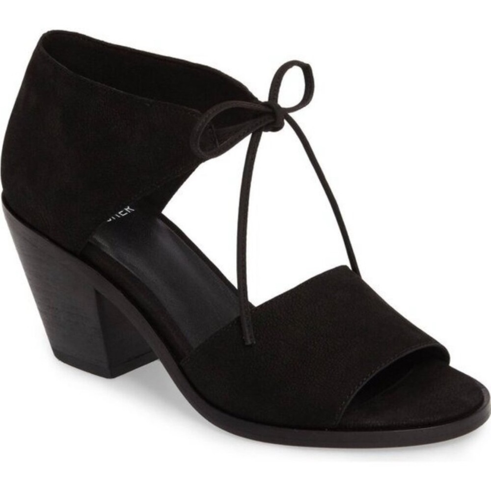 Eileen Fisher Size 8.5 Ann black Nubuck ankle tie sandal